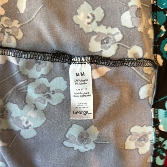 George Floral Black and Blue Sleeveless Mini Dress with Pockets Women's Size M - Picture 8 of 8